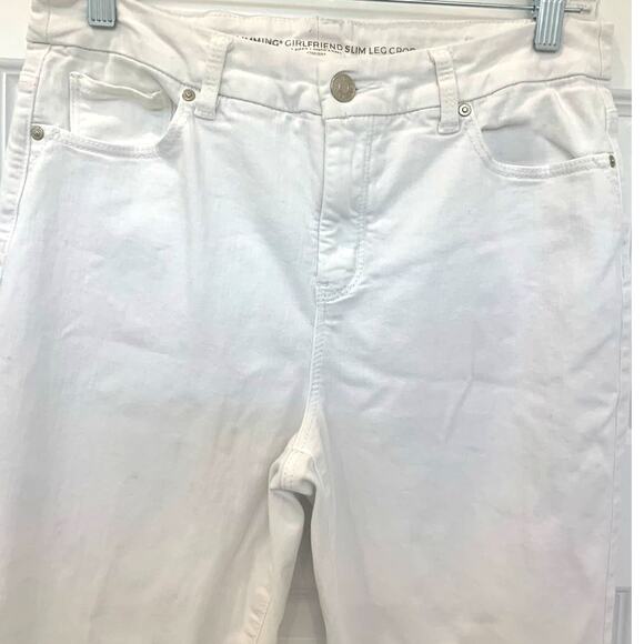 Chico's White Jeans 1 US8 M So Slimming Girlfriend Mid Rise Crop Coastal Cowgirl - Picture 3 of 7